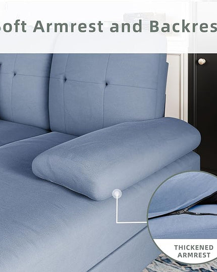 Shintenchi Sectional Couches for Living Room, U Shaped Sofa Couch with Double Chaise, 4-Seat Living Room Furniture Sets with Soft Cushion & Linen Fabric, Blue - LeafyLoom