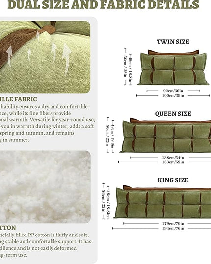 Johnear Headboard Backrest Support Pillow for Daybed Couch Reading Pillows for Sitting UP in Bed Adult, Set of 2 Pack Wedge Pillows for Twin Bed Chenille Throw Pillow Orange Green Bolster Pillow - LeafyLoom