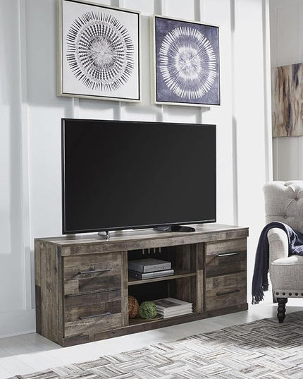 Signature Design by Ashley Derekson Casual TV Stand with Fireplace Option, Fits TVs up to 63", Gray - LeafyLoom