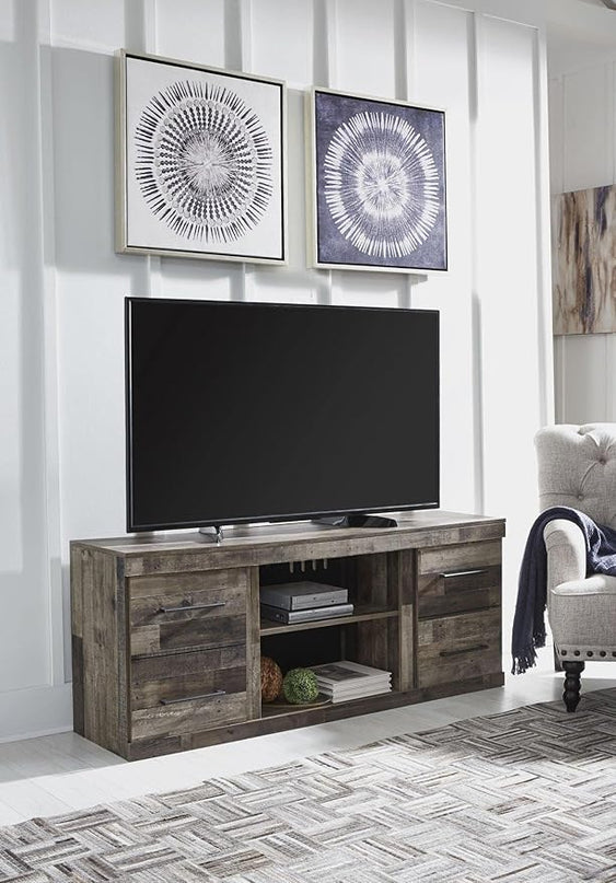 Signature Design by Ashley Derekson Casual TV Stand with Fireplace Option, Fits TVs up to 63", Gray - LeafyLoom
