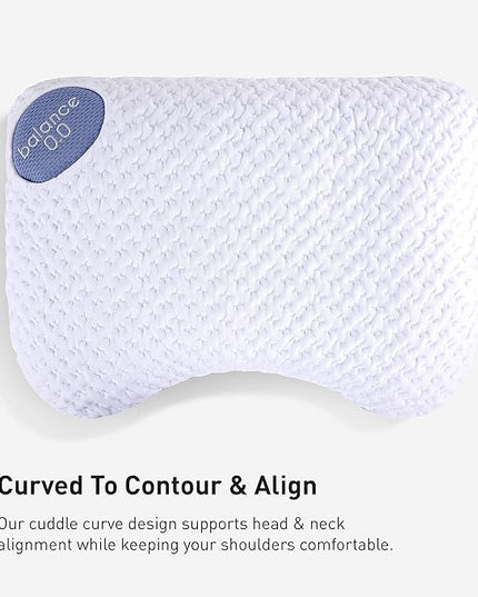 Bedgear Balance Cuddle Curve Performance Pillow - Size 0.0 - Moisture-Wicking Pillow for Side Sleepers - Medium Firmness Bed Pillow- Hypoallergenic, Washable Removable Cover - 20" W x 26" L x 4.75" H - LeafyLoom
