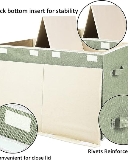 popoly Large Toy Box Chest with Lid, Collapsible Sturdy Toy Bin Storage Organizer Boxes Baskets for Kids, Boys, Girls, Nursery, Playroom, 25"x13" x16" - LeafyLoom