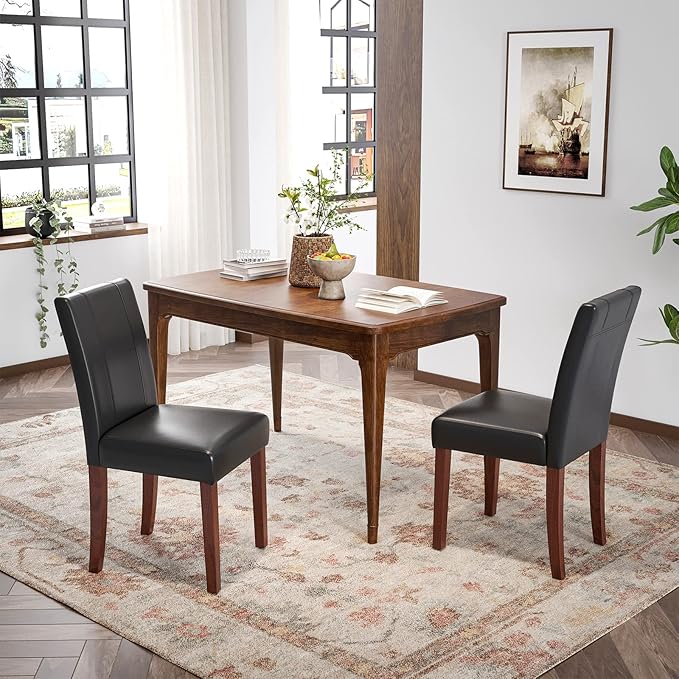 Dining Chairs, Kitchen Chairs Set of 2 with Solid Wood Legs, Armless Upholstered Indoor Kitchen Dining Room Chairs for Dining Room, Kitchen Chairs Parson Chairs - LeafyLoom