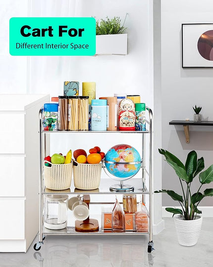 Stainless Steel Cart with Wheels 5 Tier | Stainless Steel Kitchen Cart | Stainless Steel Utility Cart | Metal Cart with Wheels | Suitable for Various Occasions | Movable, Gift tools - LeafyLoom