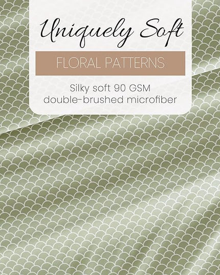Linen Market 4 Piece Full Bedding Sheet Set (Sage Scallops) - Sleep Better Than Ever with These Ultra-Soft & Cooling Bed Sheets for Your Full Size Bed - Deep Pocket Fits 16" Mattress - LeafyLoom