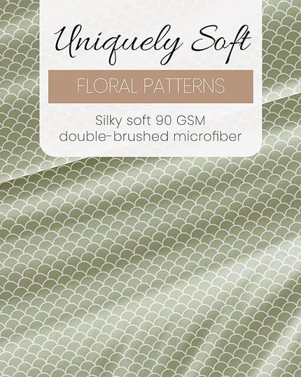 3 Piece Twin Bedding Sheet Set (Sage Scallops) - Sleep Better Than Ever with These Ultra-Soft & Cooling Bed Sheets for Your Twin Size Bed - Deep Pocket Fits 16" Mattress - LeafyLoom