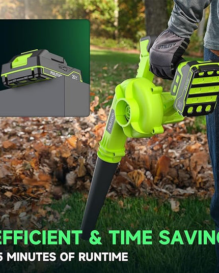 Leaf Blower Cordless with Battery and Charger, 20V Electric Leaf Blower 120MPH Small Leaf Blower, Lightweight Battery Leaf Blower Yard Tools Grass Blowers for Lawn Care Patio Backyard Garden Floor - LeafyLoom