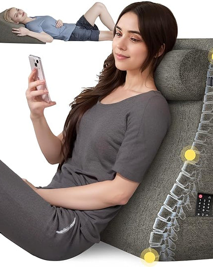 Reading Pillows for Sitting in Bed Adult Back Pillow for Bed Sitting Up, Back Support Pillow for Bed with Adjustable Roller, Foam Wedge Pillow for Neck, Lumbar, Back, Gray, 20 * 12 * 26IN - LeafyLoom