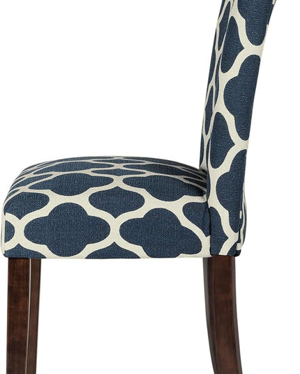 HomePop Parsons Classic Upholstered Accent Dining Chair, Set of 2, Navy and Cream Geometric - LeafyLoom