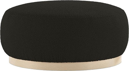 Round Ottoman Coffee Table, Modern Boucle Upholstered Center Table for Living Room Circle Accent Coffee Table for Bedroom Entryway Office - LeafyLoom