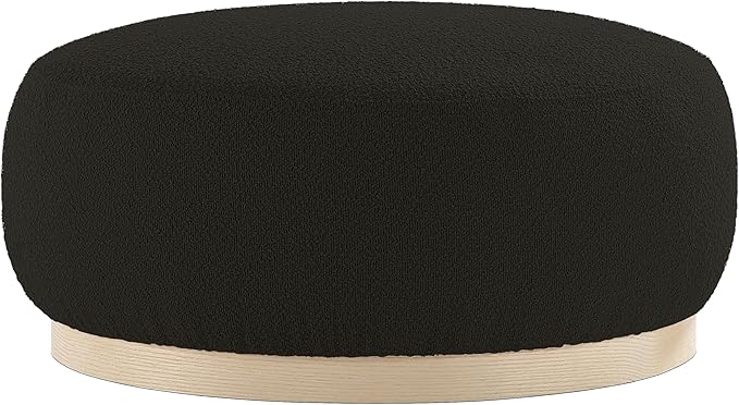 Round Ottoman Coffee Table, Modern Boucle Upholstered Center Table for Living Room Circle Accent Coffee Table for Bedroom Entryway Office - LeafyLoom