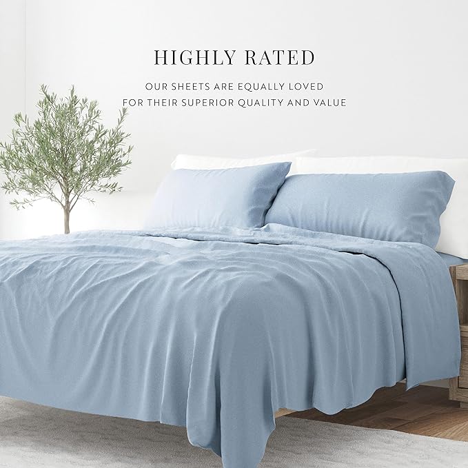 Linen Market Bed Sheets for Queen Size Bed (Light Blue) - Sleep Better Than Ever with These Soft and Cooling Queen Sheets - Deep Pocket Fits 16" Thick Beds - 4 Piece Queen Sheet Set - LeafyLoom