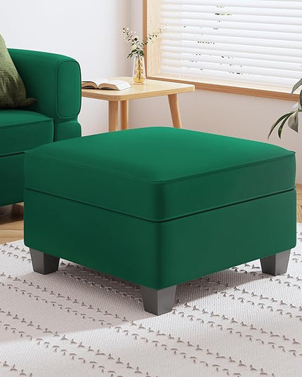 Square Modular Storage Ottoman for Modular Sectional Sofa Seat Cube Footrest Coffee Table, Green - LeafyLoom