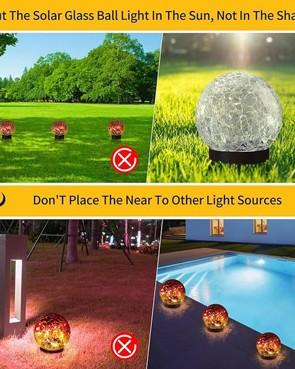 Solar Globe Lights Outdoor Waterproof-Solar Balls for Garden-Cracked Glass Ball Solar Lights Outdoor-Solar Orbs for Outside-Outdoor Decorations for Patio and Yard Lawn Backyard Decor JKIMK