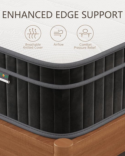12 inch Full Mattress, Cooling-Gel Memory Foam and Pocket Spring Full Hybrid Mattress, Medium Firm Feel, Full Bed Mattress in a Box, CertiPUR-US Certified, Full Size Mattress - LeafyLoom