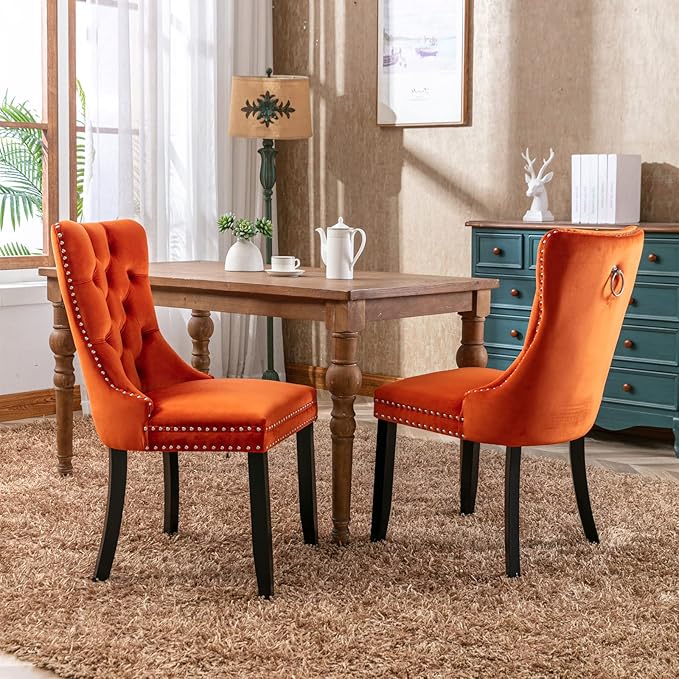 NicBex Haerin-SD-00094-LWJ Dining Chairs, 25.5"x19.7"x37.4", Orange - LeafyLoom