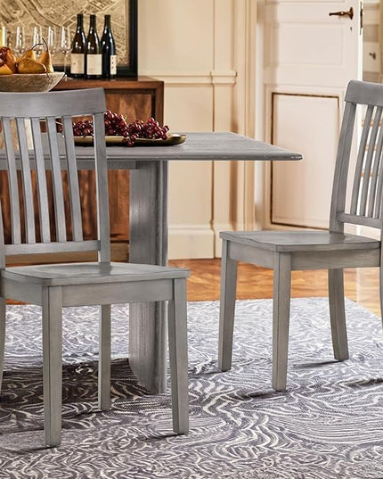 COLAMY Wooden Dining Chairs Set of 2, Spindle High Back Windsor Kitchen Side Chair, Farmhouse Dining Chairs for Kitchen and Dining Room, Light Grey - LeafyLoom