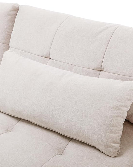 Comfy Cloud Couches for Living Room 113.3" Convertible Sectional Sofa, Beige-c - LeafyLoom