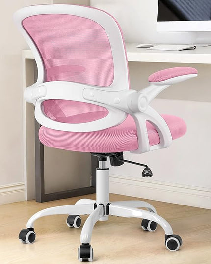KERDOM Office Chair, Ergonomic Desk Chair, Mesh Computer Chair Height Adjustable, Comfy Swivel Task Chair with Wheels and Flip-up Arms - LeafyLoom