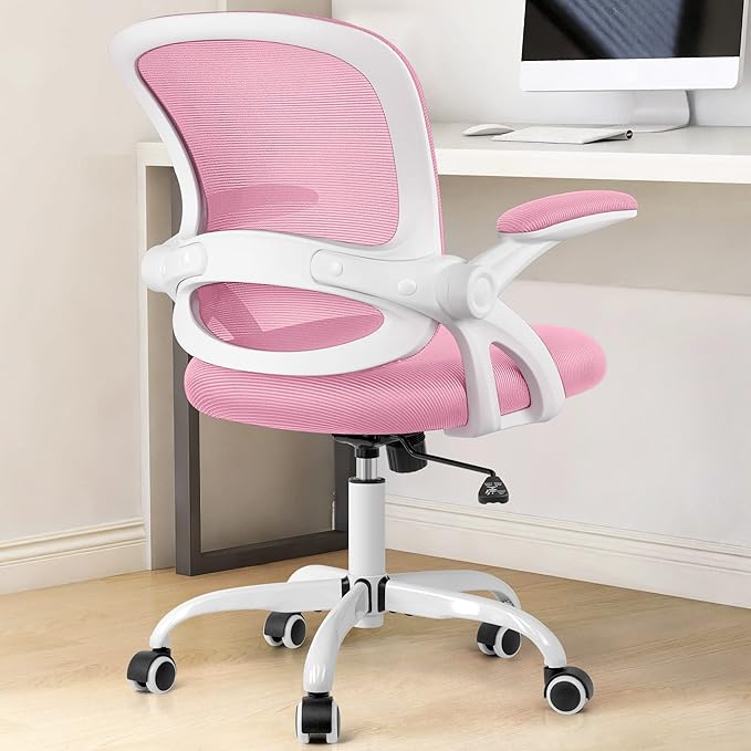 KERDOM Office Chair, Ergonomic Desk Chair, Mesh Computer Chair Height Adjustable, Comfy Swivel Task Chair with Wheels and Flip-up Arms - LeafyLoom
