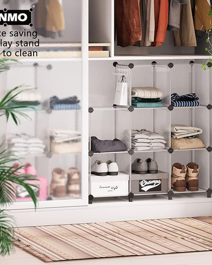16 Cubes Storage Organizer, Bookcase, Display Shelf with Wooden Mallet, Cabinet Storage for Kids, Adult, Office, Bedroom, Bathroom, White - LeafyLoom