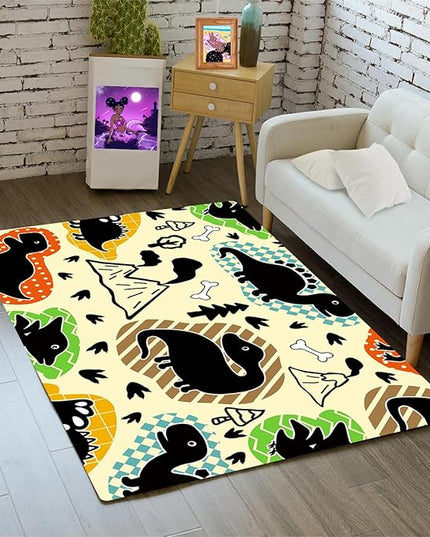 Dinosaur Rugs for Boys Bedroom - Kids Bedroom Rug Dinosaur Pattern Area Rug Kids Play Rugs for Boys Dinosaur Bedroom Decor for Boys Colorful Dinosaur Print Area Rug Kids Rugs for Bedroom,2'×3' - LeafyLoom