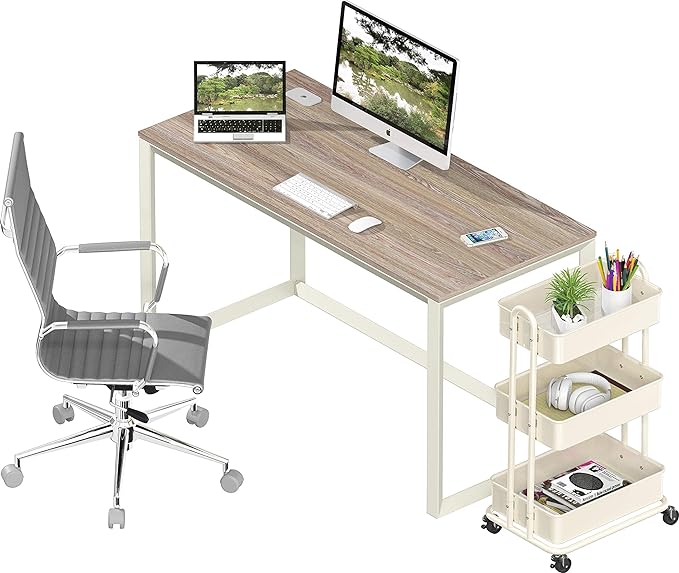 SHW 48" Home Office Computer Desk, 24" Deep, Oak - LeafyLoom