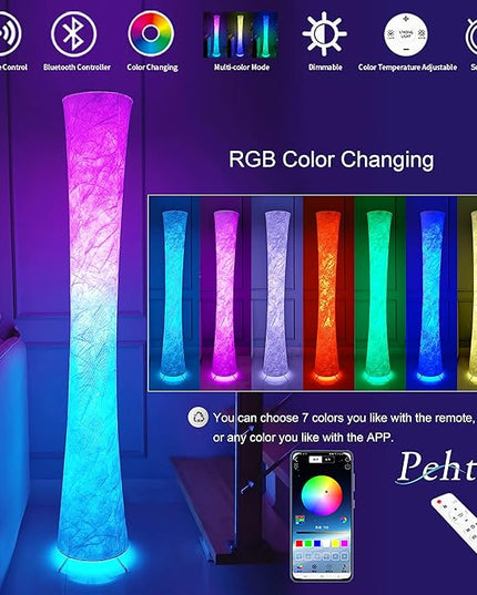 Floor Lamp for Living Room 61" LED Floor Lamp Corner Floor Lamps RGB Color Changing Floor Lamp Smart Dimmable Floor Lamp with Remote & APP Control & Music Sync Modern Floor Lamp for Bedroom - LeafyLoom