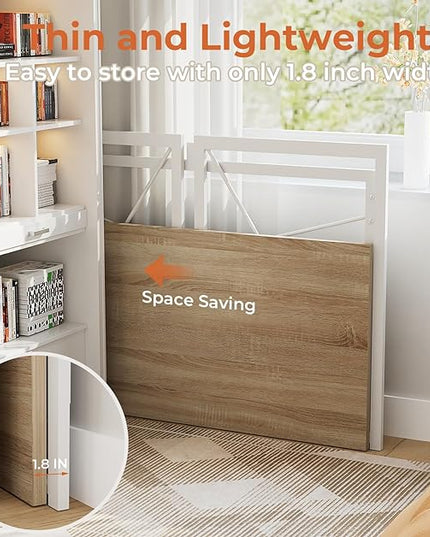 Coavas 31.5 inch Folding Desk No Assembly Required, Writing Computer Desk Space Saving Foldable Table Simple Home Office Desk, White Oak - LeafyLoom