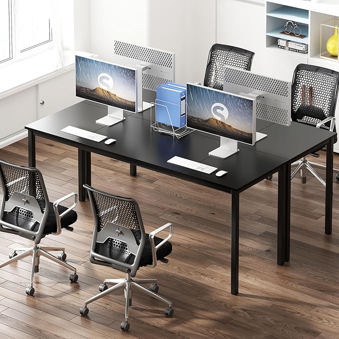 soges 70.8 Inch Stylish Computer Desk, Large Executive Office Desk, Simple Study Writing Desk, Workstation Business Furniture for Home Office, Black - LeafyLoom