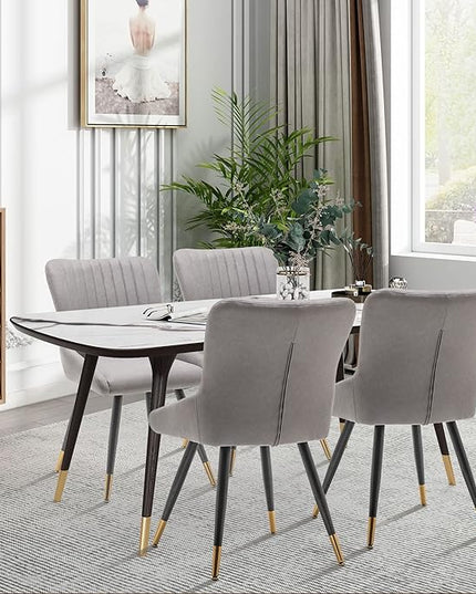 Alunaune Upholstered Grey Dining Chairs Set of 2 Modern Kitchen Chairs, Mid Century Accent Chair Faux Suede Armless Leisure Chair Living Room Desk Side Chair - LeafyLoom