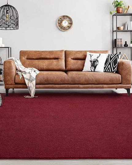 Area Rugs for Bedroom Living Room, 7x10 Rose Red Super Soft Comfy Thickened Memory-Foam Indoor Carpets, Modern Aesthetic Minimalist Carpet for Boys Girls Adults Apartment Nursery Home Décor - LeafyLoom