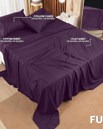 Utopia Bedding Full Bed Sheets Set - 4 Piece Bedding - Brushed Microfiber - Shrinkage and Fade Resistant - Easy Care (Full, Purple) - LeafyLoom