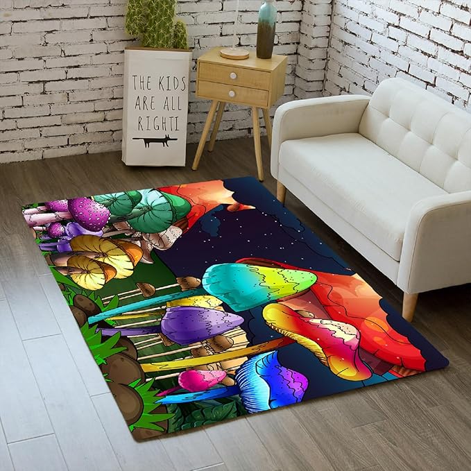 Mushroom Rugs for Bedroom Small Fantasy Mushroom Prints Rugs for Bedroom Mushroom Area Rugs for Girls Bedroom for Home Dining Living Room Rugs, 2'×3' - LeafyLoom