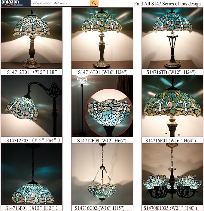 WERFACTORY Tiffany Floor Lamp Sea Blue Stained Glass Dragonfly Arched Lamp 12X18X64 Inches Gooseneck Adjustable Corner Standing Reading Light Decor Bedroom Living Room S147 Series - LeafyLoom