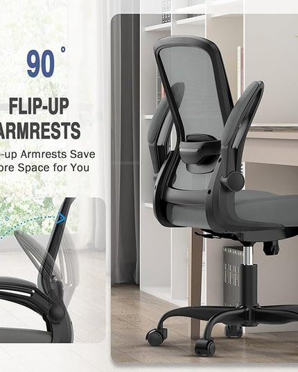 Office Chair, Ergonomic Desk Chair with Adjustable Lumbar Support, High Back Mesh Computer Chair with Flip-up Armrests-BIFMA Passed Task Chairs, Executive Chair for Home Office - LeafyLoom