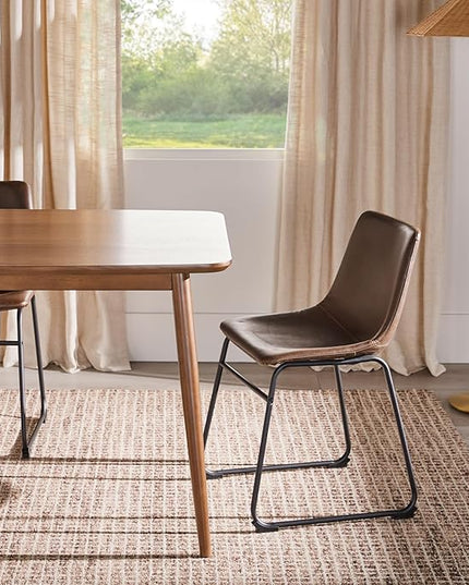 Walker Edison Mid-Century Modern Solid Wood Tapered-Leg Dining Table, 59 Inch, Walnut - LeafyLoom