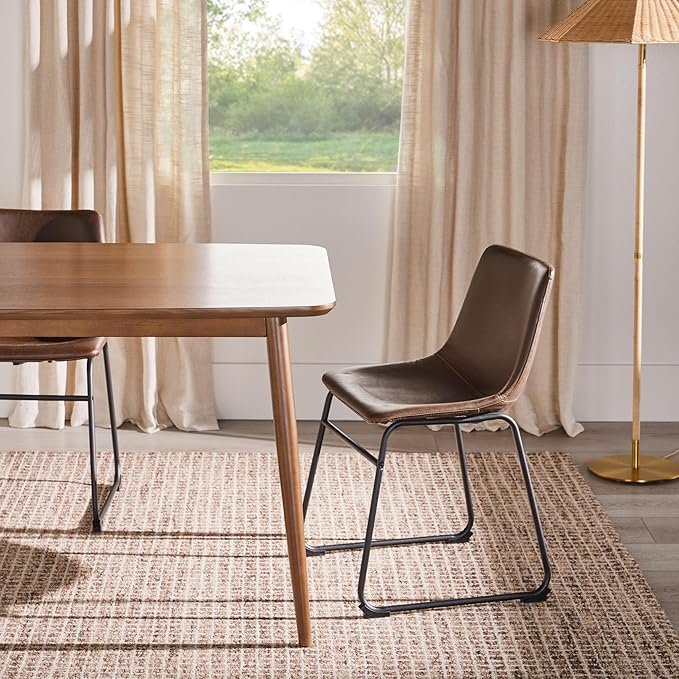 Walker Edison Mid-Century Modern Solid Wood Tapered-Leg Dining Table, 59 Inch, Walnut - LeafyLoom