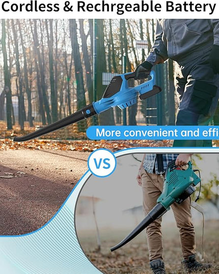 Leaf Blower, 21V Electric Leaf Blower Cordless, Leaf Blower with 2000mAh Battery and Charger, 16.5A/16500rpm Speed Leaf Blower, 5 Speed Mode Lightweight Leaf Blower for Lawn Patio Yard - LeafyLoom