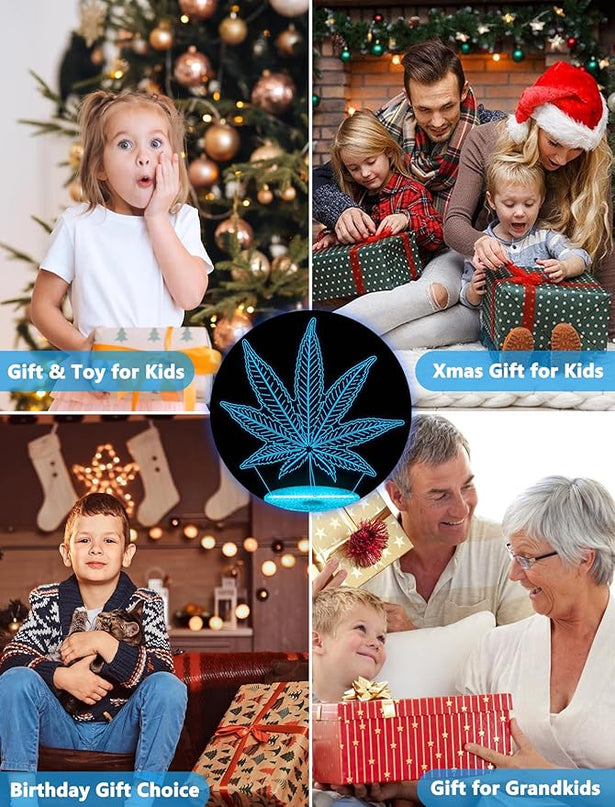 FULLOSUN Leaf Illusion Gift, Kids Leaf Illusion Night Light (with Remote Control), 3D Illumination Lights Boys Gift 16 Colors Changeable Kids Room Lighting Creative Decoration... (Leaf Illusion) - LeafyLoom