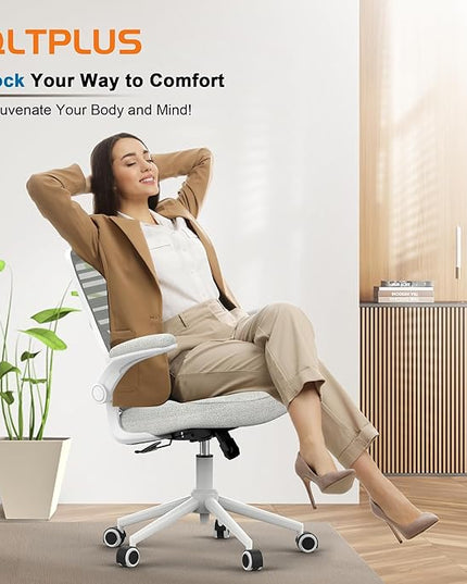Office Chair, High Back Desk Chair with Adjustable Lumbar Support, Ergonomic Mesh Computer Chair with Premium Cold-Cured Cushion, Height Liftable Swivel Chair for Home Office - LeafyLoom