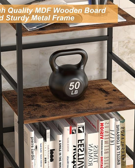 CADUKE 3 Tier Bookshelf Industrial Small Bookcase Wood and Metal Book Shelf Rustic Etagere Bookshelf Brown Bookshelves with Storage for Home Office Living Room Bedroom - LeafyLoom