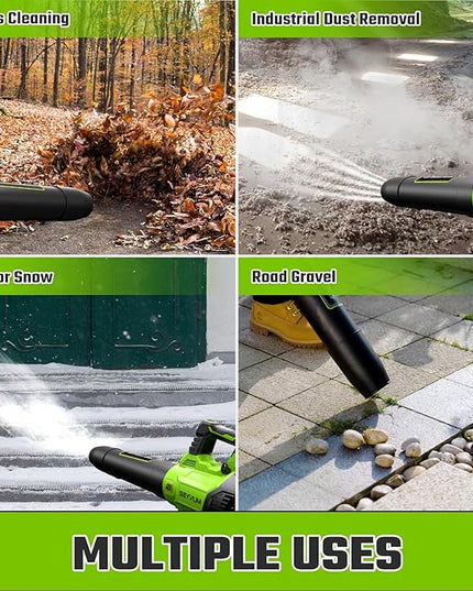 SEYVUM 40V Leaf Blower Cordless - 600CFM 165MPH, Electric Leaf Blower with Upgrade 40V 2.5Ah Battery & Charger, Leaf Blower for Lawn Care with Shoulder Strap - 3 Speed Mode for Leaf/Dust/Snow Blowing - LeafyLoom