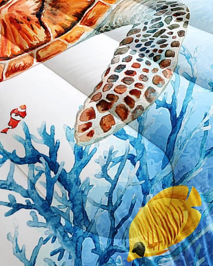 CVHOUSE Sea Turtle Comforter Set,Ocean Watercolor Sea Turtle Bedding Set for Kids Teens,Ocean Sea Turtle Comforter Sea Turtle Duvet Set Room Decor Quilt Set Full Size - LeafyLoom