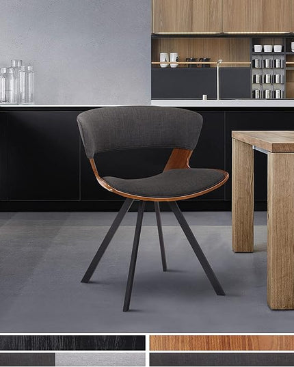 Armen Living Ulric Wood and Metal Modern Dining Room Accent Chair, Charcoal/Walnut 22 x 29 x 21.5 - LeafyLoom