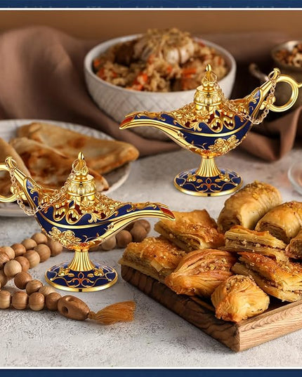 6 Pieces Magic Lamp Halloween Vintage Legend Lamp Wishing Light Costume Lamp Classic Costume Props Lamp Tabletop Decoration for Arabian Costume Props Home Party Birthday Wedding Delicate Gift (Blue) - LeafyLoom