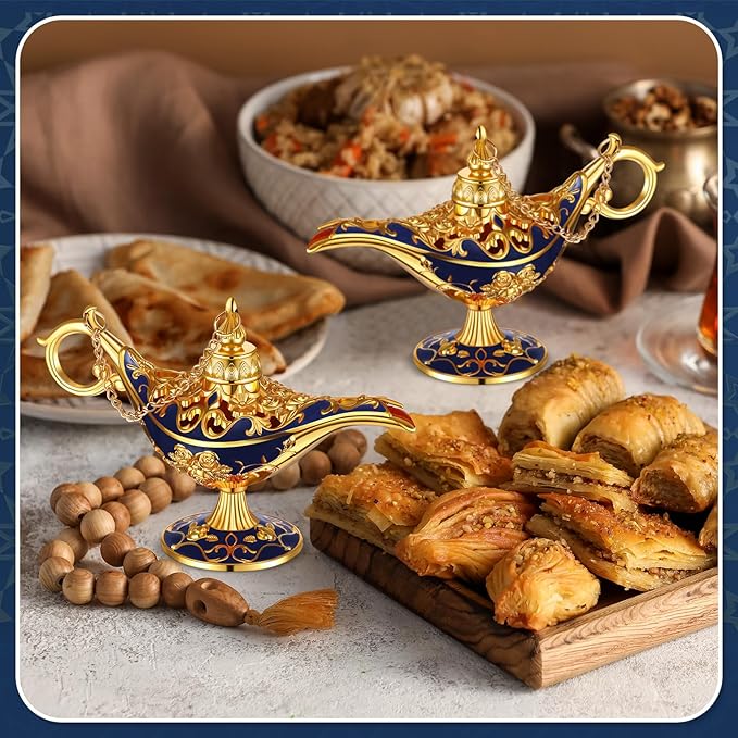 6 Pieces Magic Lamp Halloween Vintage Legend Lamp Wishing Light Costume Lamp Classic Costume Props Lamp Tabletop Decoration for Arabian Costume Props Home Party Birthday Wedding Delicate Gift (Blue) - LeafyLoom