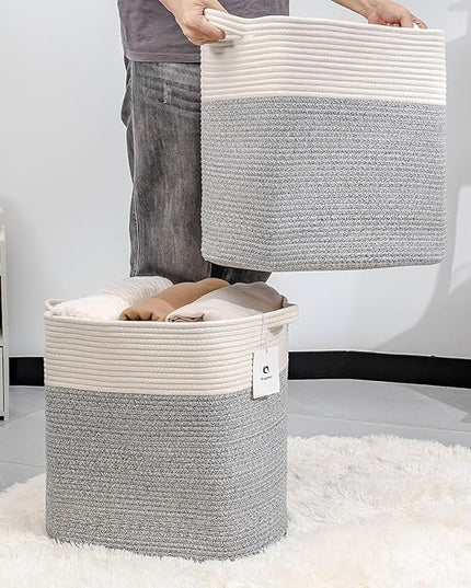 Hamper Toy Storage Collapsible Laundry Bin, Medium Fabric Organizer, 2pack - Silver Gray - LeafyLoom