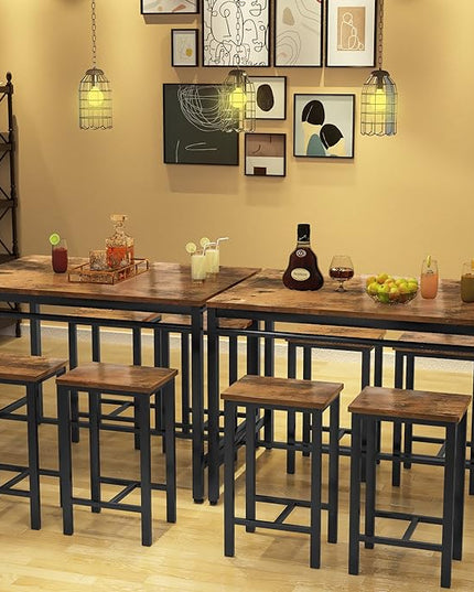 DKLGG Dinner Table Set for 4, Modern Kitchen Table and Chairs for 4 Wooden Top and Adjustable Metal Legs, Small Dining Room Table Set 5 Pieces Compact Design for Small Space - LeafyLoom