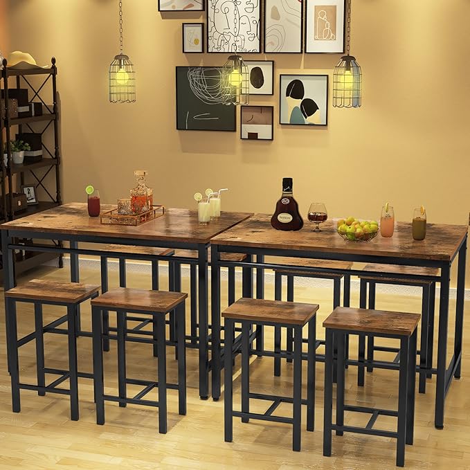 DKLGG Dinner Table Set for 4, Modern Kitchen Table and Chairs for 4 Wooden Top and Adjustable Metal Legs, Small Dining Room Table Set 5 Pieces Compact Design for Small Space - LeafyLoom